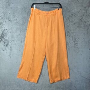 Vintage Linen Wide‎ Leg High Rise Orange Pants Large Lagom Minimalist Travel